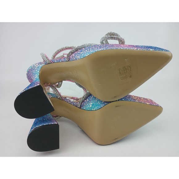 Mach & Mach Women's Galaxy Glitter Double Bow Platform Pumps Heels Size 37.5 - Picture 6 of 6